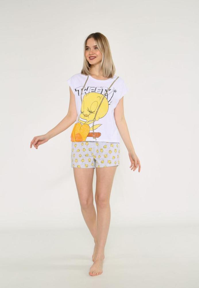 Pijama damă Looney Tunes cu imprimeu Tweety ,Engros